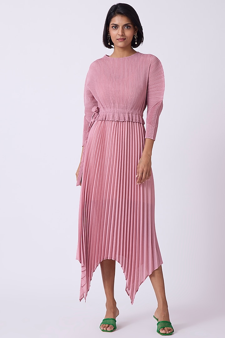 Pink Polyester Midi Summer Dress by Scarlet Sage at Pernia's Pop Up Shop