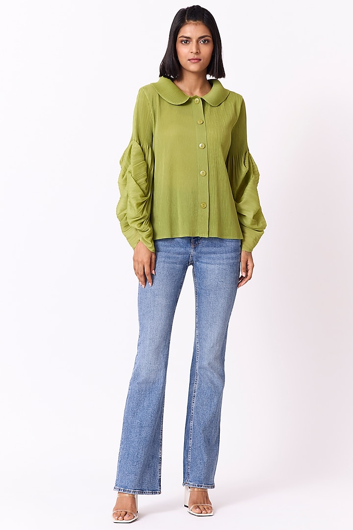 Pear Green Polyester Top by Scarlet Sage