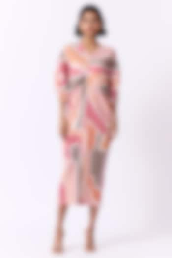 Pale Orange Polyester Printed Dress by Scarlet Sage at Pernia's Pop Up Shop