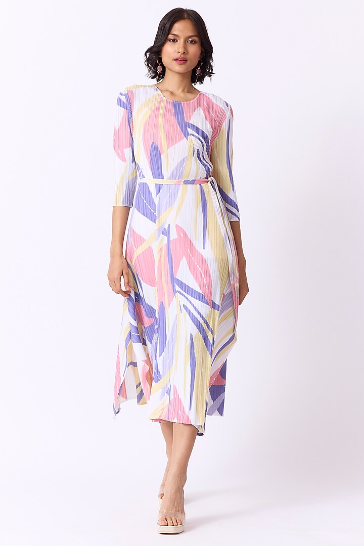 Lavender Polyester Printed Summer Dress by Scarlet Sage at Pernia's Pop Up Shop