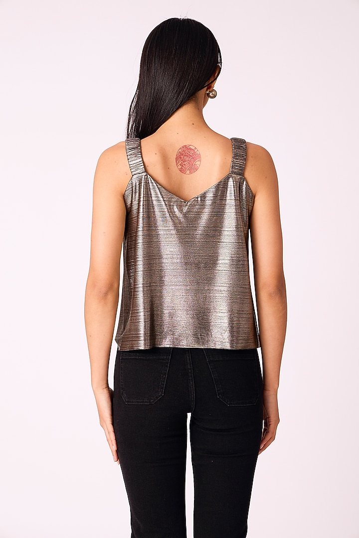 Dark Metallic Silver Polyester A-Line Top by Scarlet Sage at Pernia's Pop Up Shop