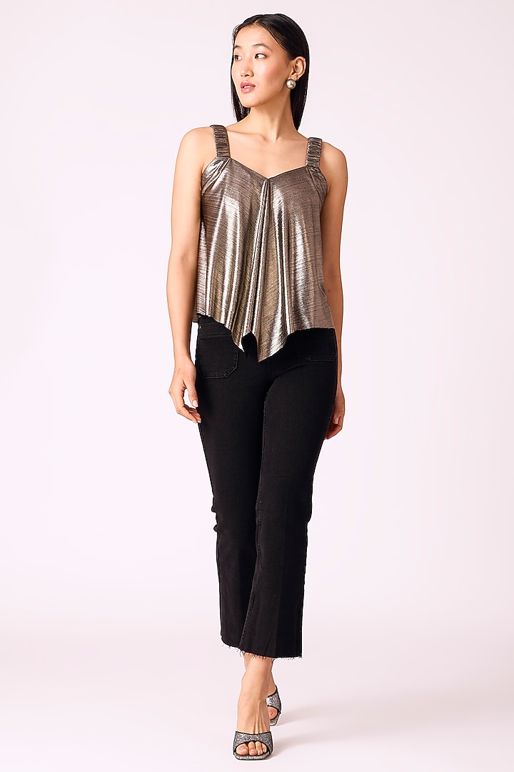 Dark Metallic Silver Polyester A-Line Top by Scarlet Sage at Pernia's Pop Up Shop