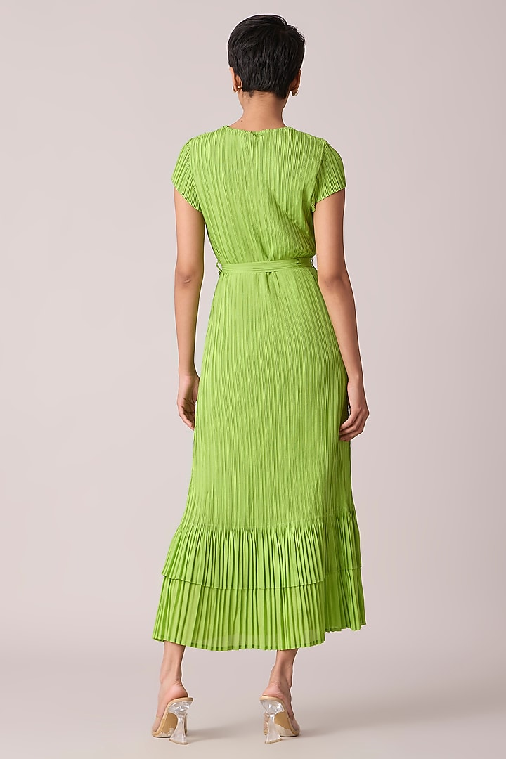 Bright Green Polyester Midi Dress With Belt by Scarlet Sage at Pernia's Pop  Up Shop 2026