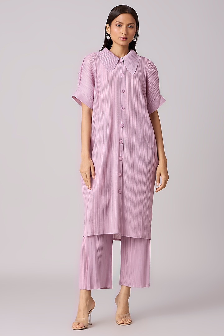 Onion Pink Polyester Co-Ord Set by Scarlet Sage