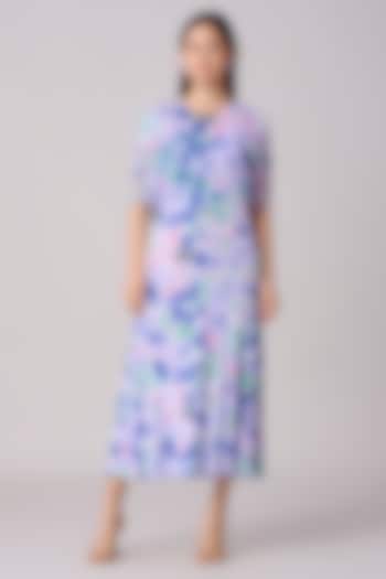 Lavender Blue Polyester Midi Dress by Scarlet Sage