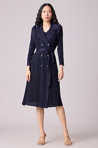 Navy Blue Polyester Dress by Scarlet Sage