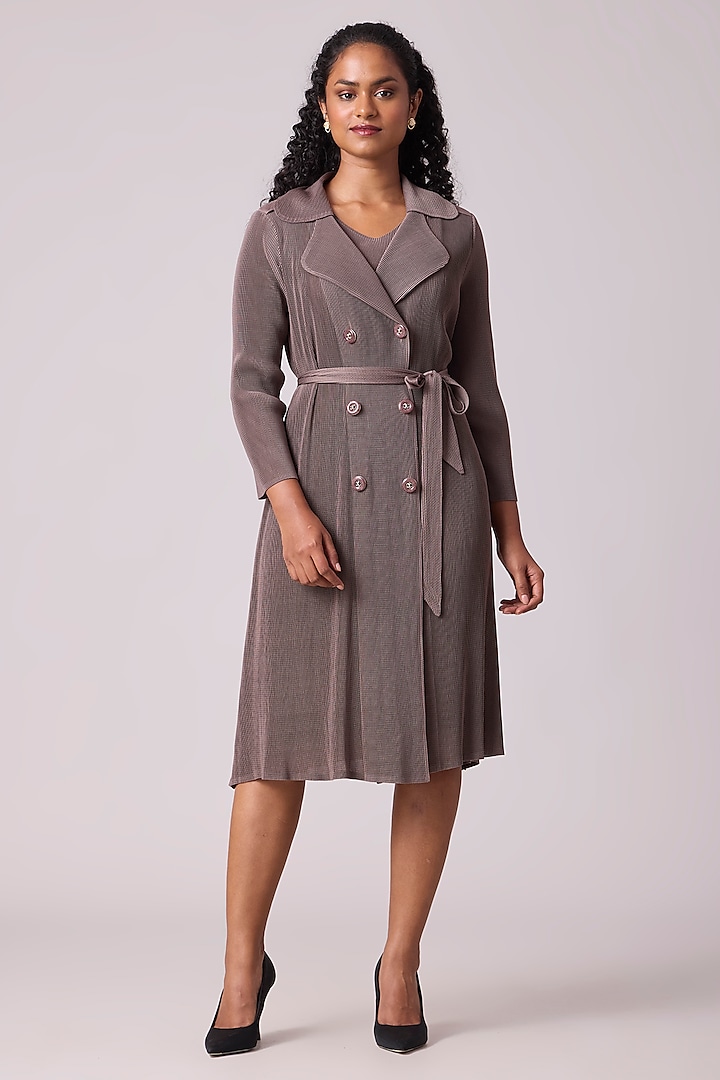 Dark Taupe Polyester Dress by Scarlet Sage