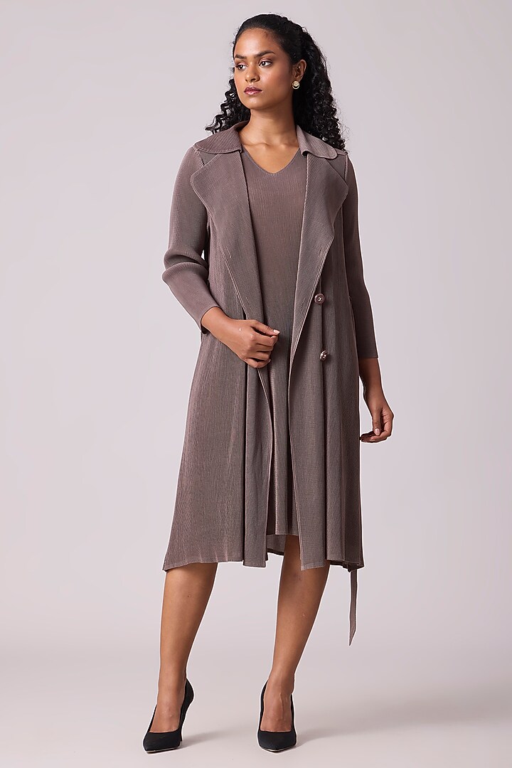 Dark Taupe Polyester Summer Dress by Scarlet Sage at Pernia's Pop Up Shop