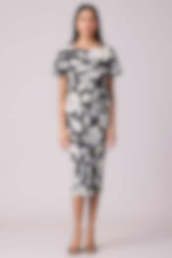 Black Polyester Floral Printed Dress by Scarlet Sage at Pernia's Pop Up Shop