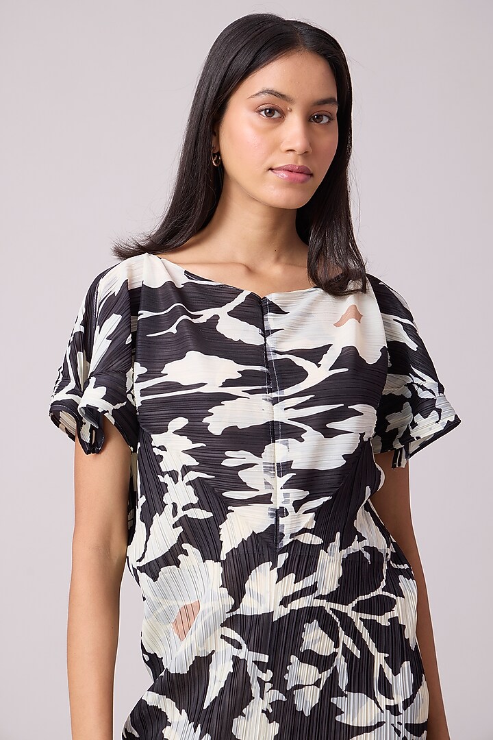 Black Polyester Floral Printed Summer Dress by Scarlet Sage at Pernia's Pop Up Shop