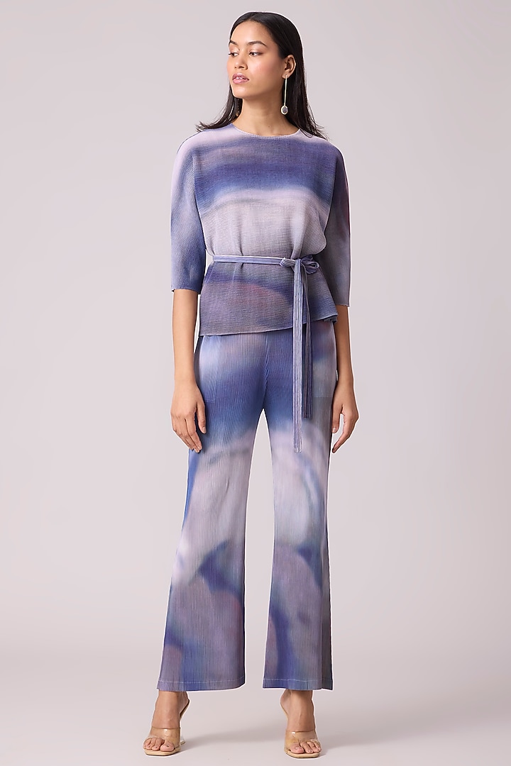 Purple & Grey Polyester Marble Printed Co-Ord Set by Scarlet Sage at Pernia's Pop Up Shop