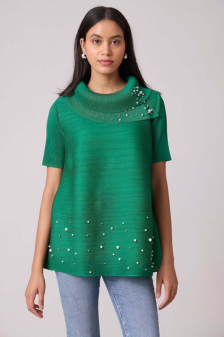 Green Polyester Top by Scarlet Sage