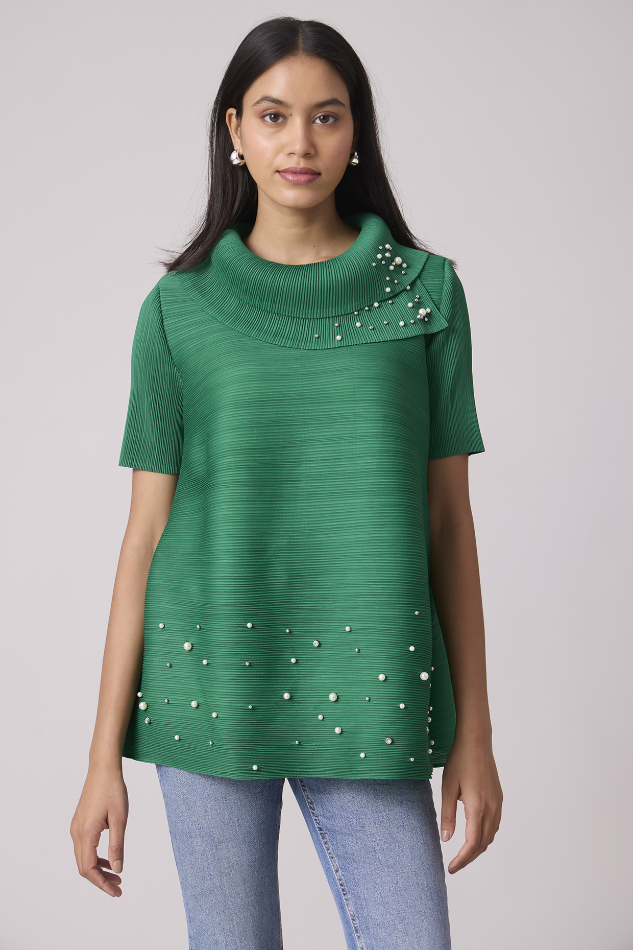 Green Polyester Top by Scarlet Sage