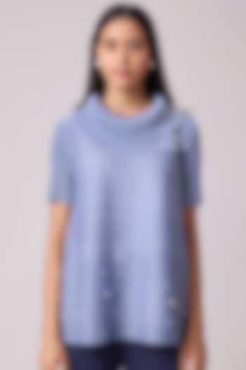 Blue-Grey Polyester Top by Scarlet Sage