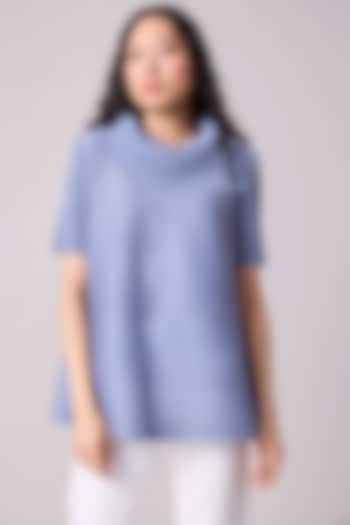 Blue-Grey Polyester Top by Scarlet Sage