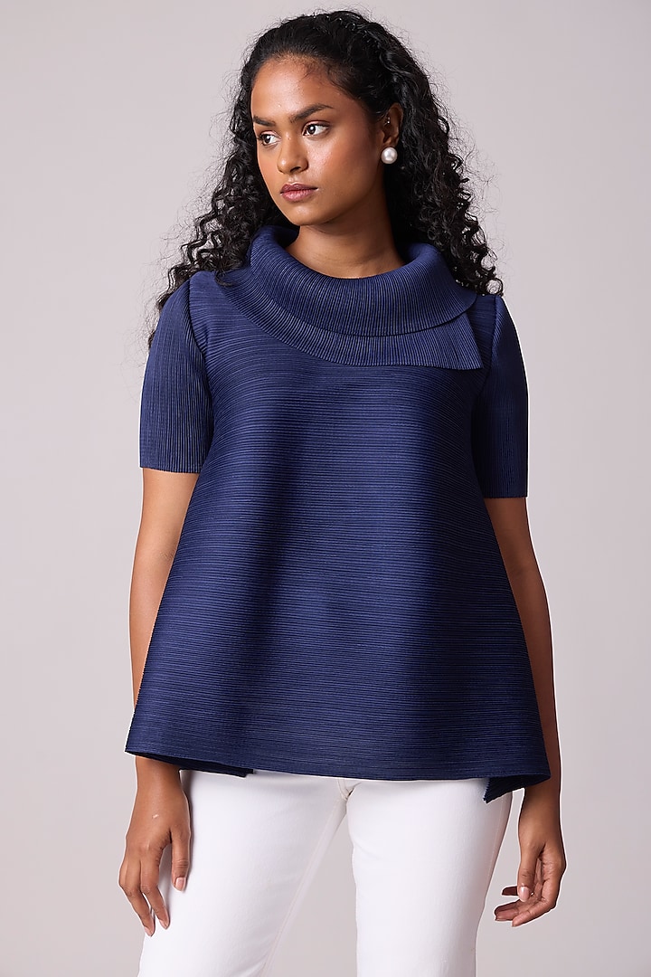Navy Blue Polyester Top by Scarlet Sage