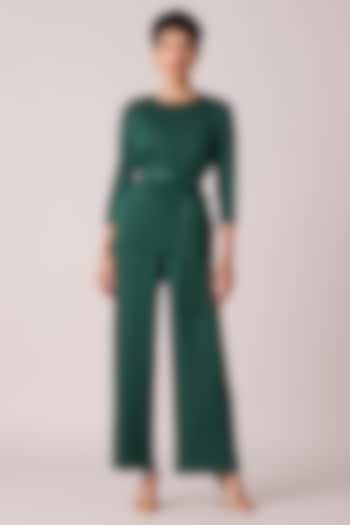 Dark Green Polyester Co-Ord Set by Scarlet Sage