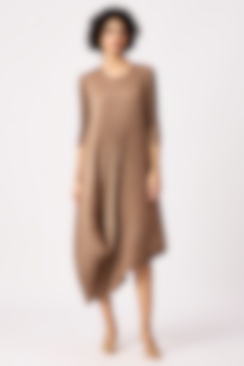 Taupe Polyester Dress by Scarlet Sage at Pernia's Pop Up Shop