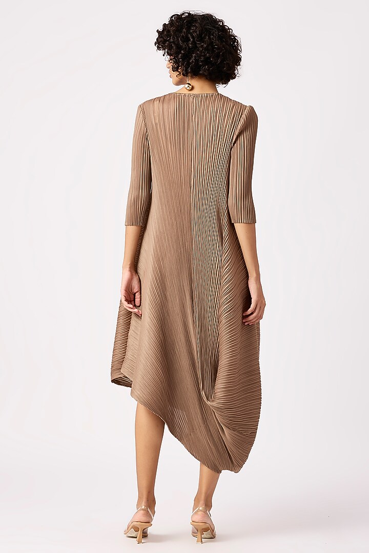 Taupe Polyester Summer Dress by Scarlet Sage at Pernia's Pop Up Shop