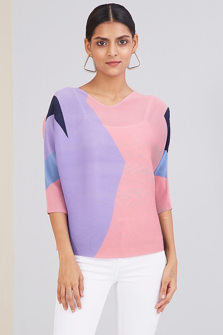 Pink Polyester Top by Scarlet Sage at Pernia's Pop Up Shop