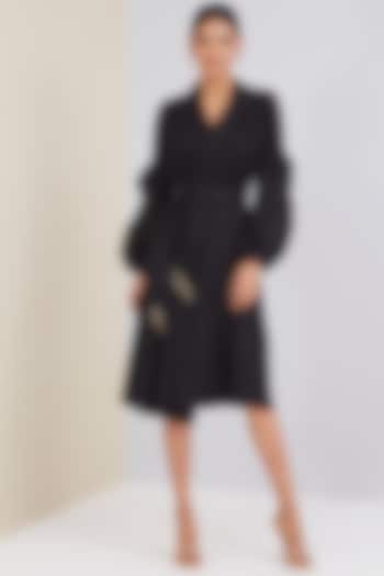 Black Polyester Overlapped Summer Dress by Scarlet Sage at Pernia's Pop Up Shop