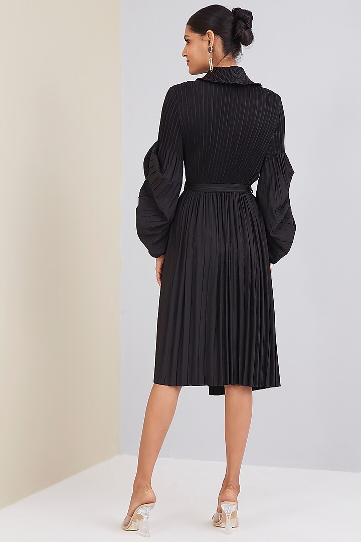 Black Polyester Overlapped Summer Dress by Scarlet Sage at Pernia's Pop Up Shop