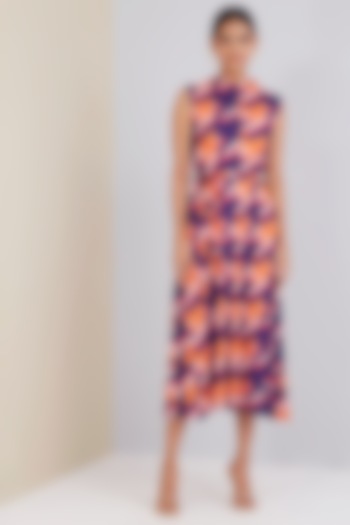 Orange Printed Midi Summer Dress by Scarlet Sage at Pernia's Pop Up Shop
