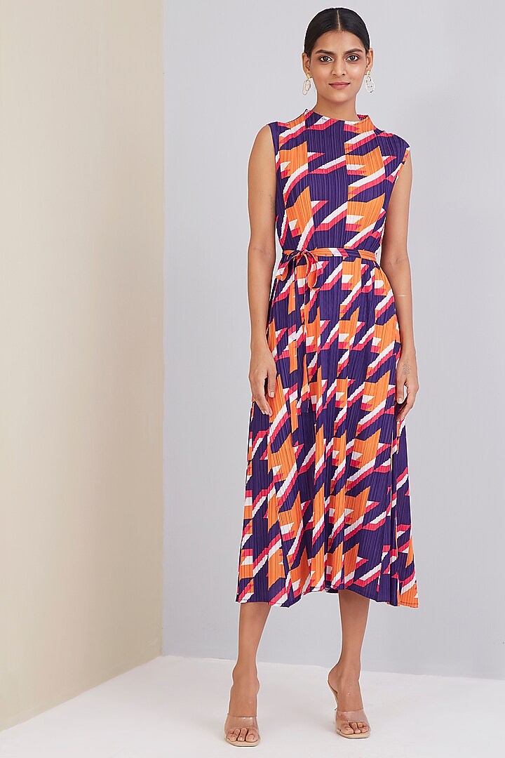 Orange Printed Midi Summer Dress by Scarlet Sage at Pernia's Pop Up Shop