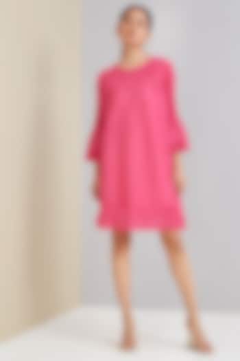 Pink Polyester A-line Dress by Scarlet Sage