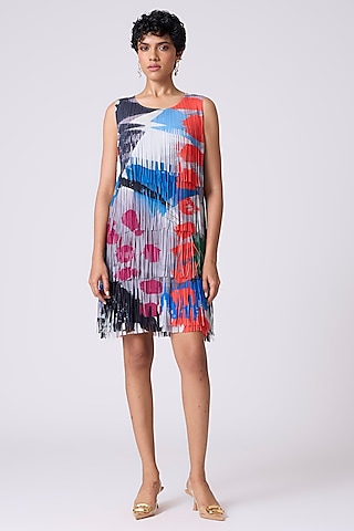Tropical Purple Polyester Shift Dress by Scarlet Sage