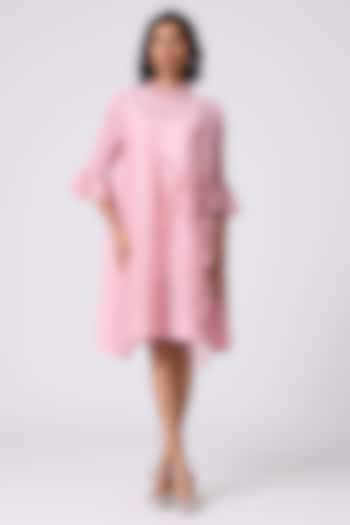 Pink Polyester 3D Floral Applique Embellished Summer Dress by Scarlet Sage at Pernia's Pop Up Shop