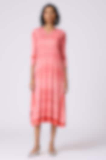 Coral Sorbet Polyester Abstract Printed A-Line Summer Dress by Scarlet Sage at Pernia's Pop Up Shop