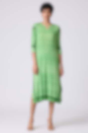 Green Sorbet Polyester Abstract Printed A-Line Summer Dress by Scarlet Sage at Pernia's Pop Up Shop