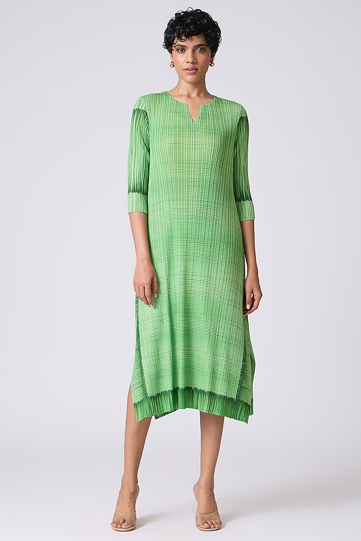 Green Sorbet Polyester Abstract Printed A-Line Summer Dress by Scarlet Sage at Pernia's Pop Up Shop