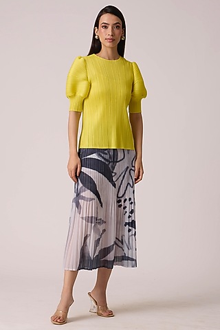 Lemon Yellow Polyester Top by Scarlet Sage