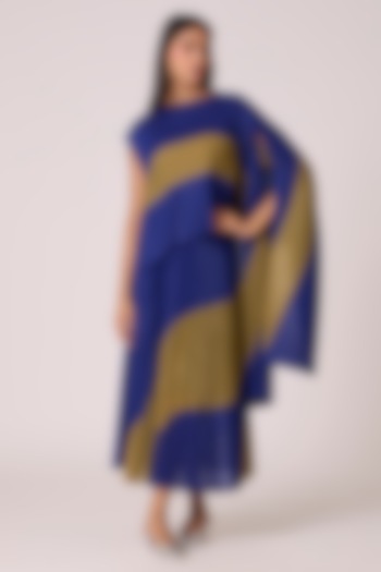 Midnight Blue Polyester Pleated Skirt Set by Scarlet Sage at Pernia's Pop Up Shop