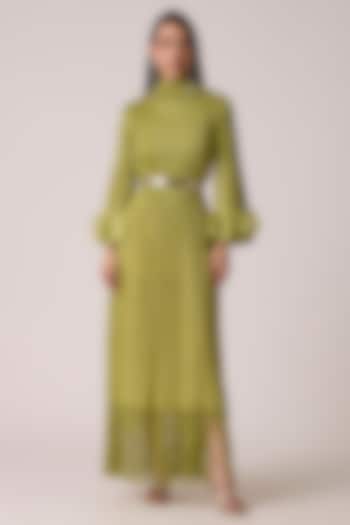 Pear Green Polyester Fringe Maxi Summer Dress by Scarlet Sage at Pernia's Pop Up Shop