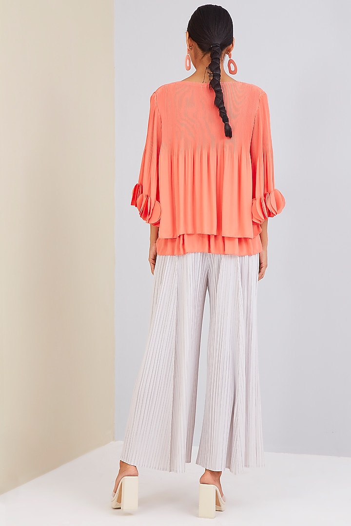 Coral Peach Appliqued Layered Top by Scarlet Sage at Pernia's Pop Up Shop