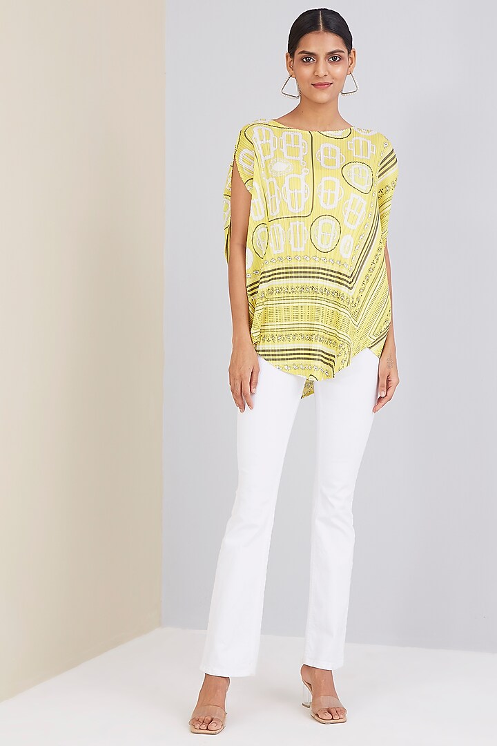 Lime Yellow Printed Top by Scarlet Sage