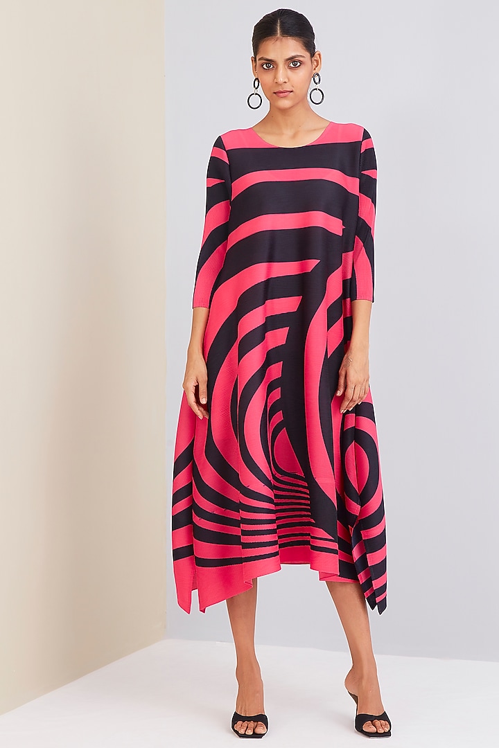 Hot Pink & Black Printed Summer Dress by Scarlet Sage at Pernia's Pop Up Shop