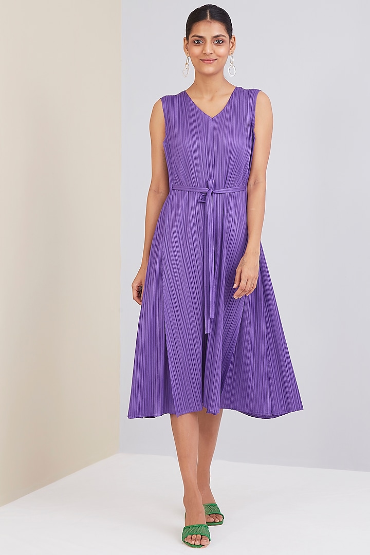 Purple Polyester A-Line Dress by Scarlet Sage