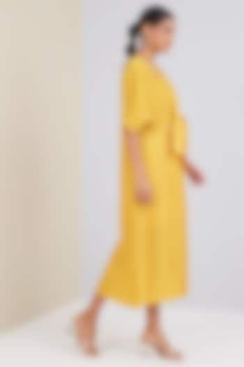 Dandelion Yellow Polyester A-Line Kaftan Dress by Scarlet Sage