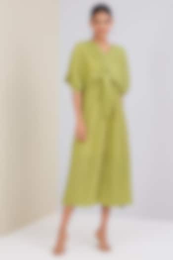 Pear Green Polyester A-Line Kaftan Dress by Scarlet Sage