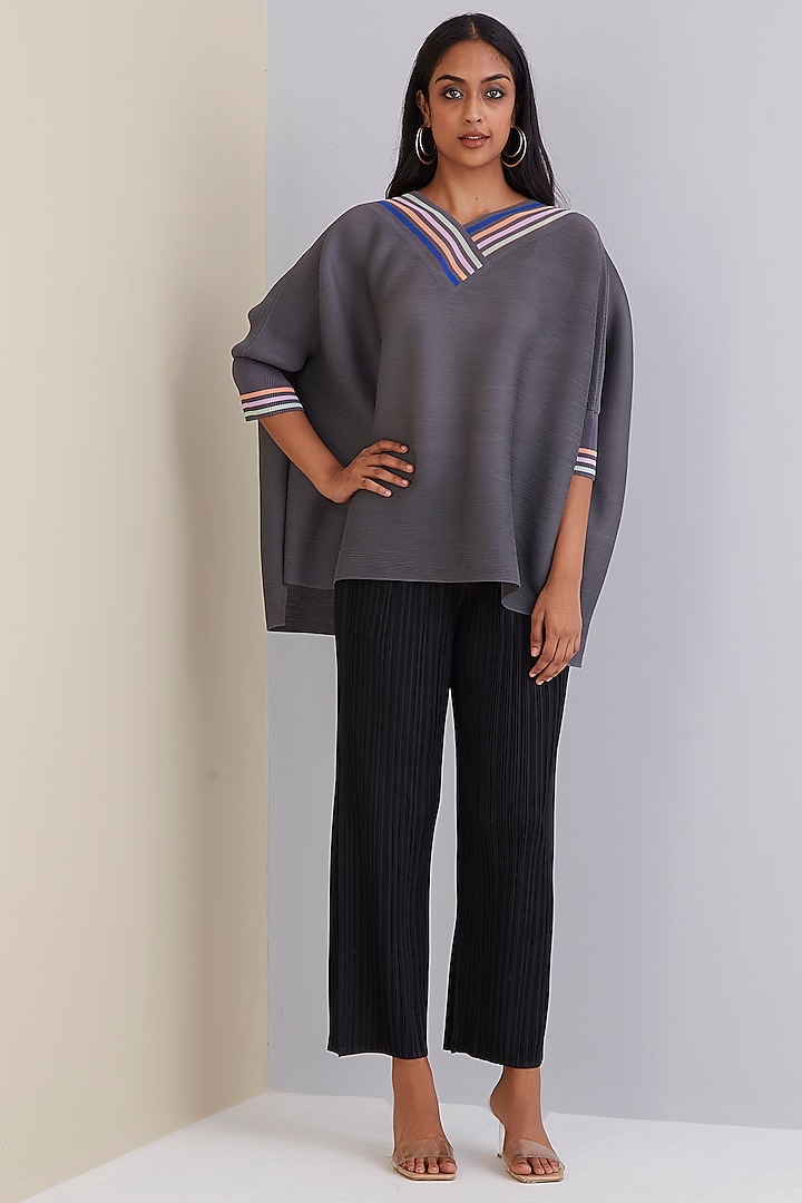 Black Polyester Pants Design by Scarlet Sage at Pernia's Pop Up Shop 2022