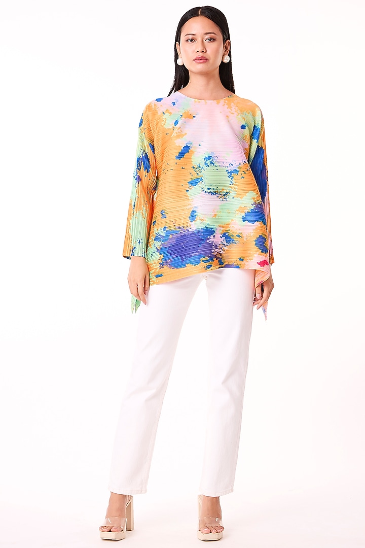 Orange Polyester Asymmetric Top by Scarlet Sage at Pernia's Pop Up Shop