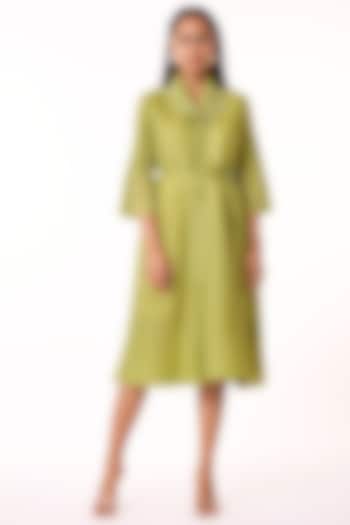 Pear Green Polyester Dress by Scarlet Sage