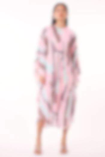 Pink & Mint Abstract Printed Polyester Summer Dress by Scarlet Sage at Pernia's Pop Up Shop