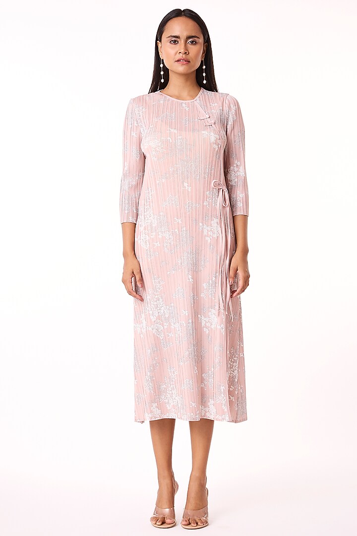 Blush Pink Floral Printed Polyester Summer Dress by Scarlet Sage at Pernia's Pop Up Shop
