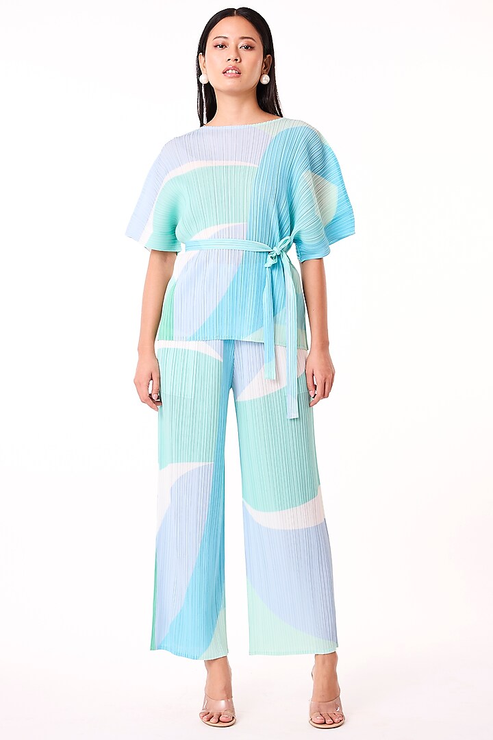 Blue Polyester Abstract Printed Co-Ord Set by Scarlet Sage