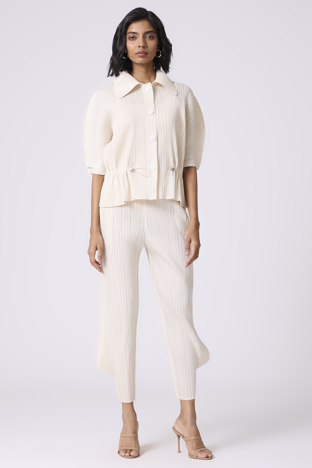 Off-White Polyester Co-Ord Set by Scarlet Sage at Pernia's Pop Up Shop